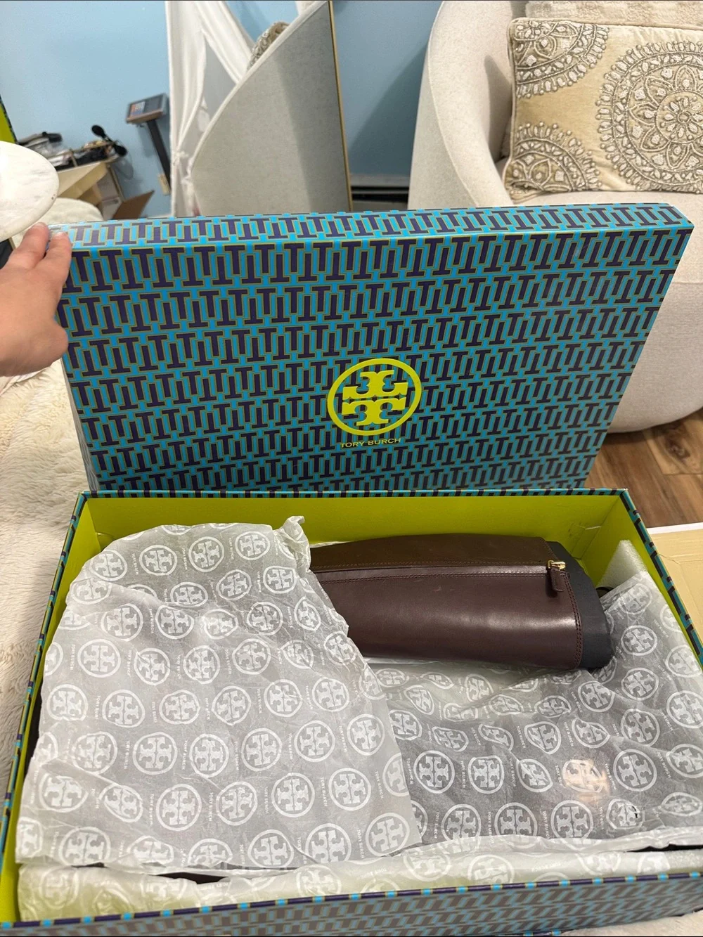 Tory Burch Brown Leather & Suede Over-the-Knee Riding Boots